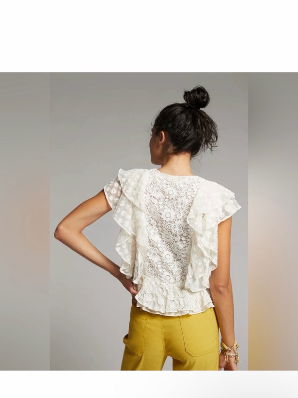NWT Verb Anthropologie Embroidered Lace Ruffle Top - Picture 4 of 13